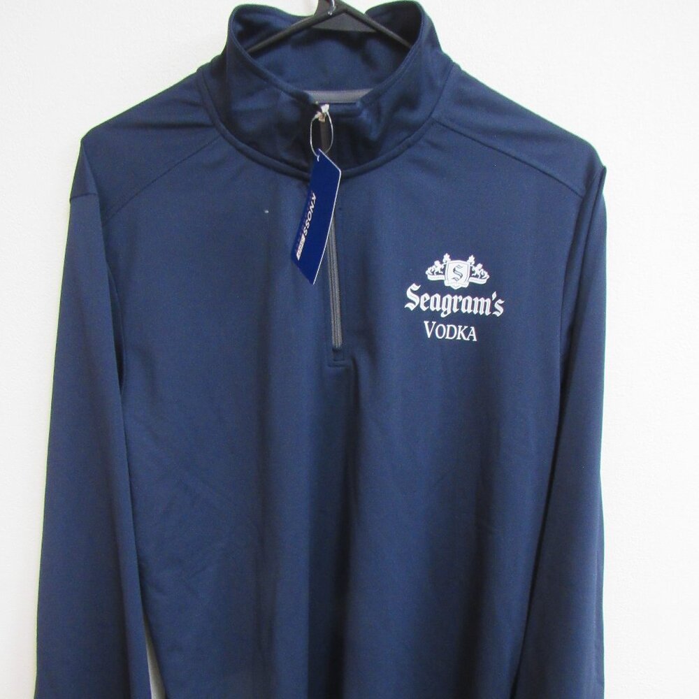NWT Seagram's Vodka Blue Long Sleeve 1/4 Zip Pullover Knoss 360 Performance Larg